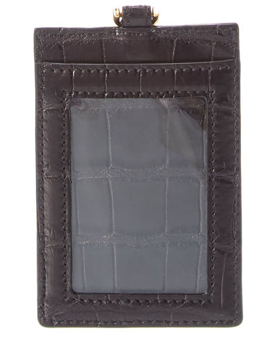 Shop Versace La Medusa Croc-embossed Leather Card Holder On Chain In Grey