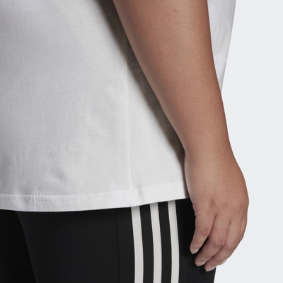 Shop Adidas Originals Women's Adidas Essentials Slim 3-stripes Tee (plus Size) In Beige