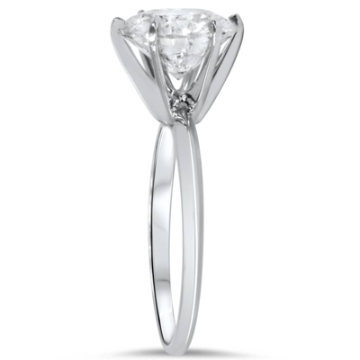 Pompeii3 2 1/4 Ct Tdw Solitaire Round Diamond 6-prong Engagement Ring 14k White Gold In White