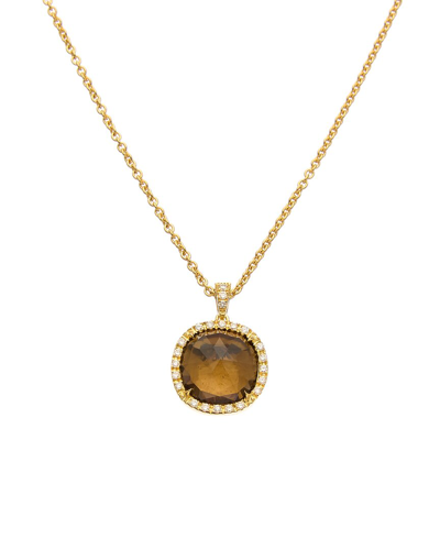 Shop Marco Bicego Jaipur 18k 0.17 Ct. Tw. Diamond & Smoky Quartz Necklace In Silver