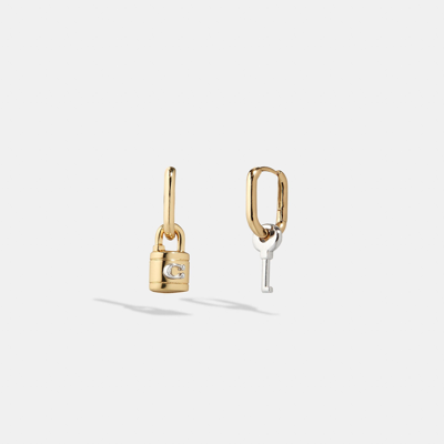 Shop Coach Outlet Signature Padlock And Key Mismatch Earrings In Multi