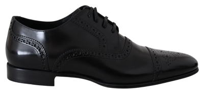 Shop Dolce & Gabbana Leather Men Derby Formal Loafers Men's Shoes In Black