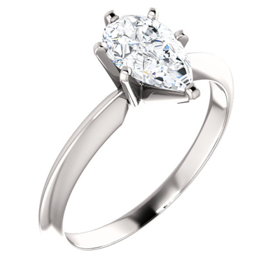 Pompeii3 1 Ct Pear Shape Diamond Engagement Ring Lab Grown 14k White Gold In White