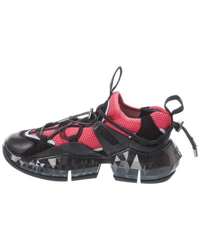 Shop Jimmy Choo Diamond Trail/f Leather & Mesh Sneaker In Black