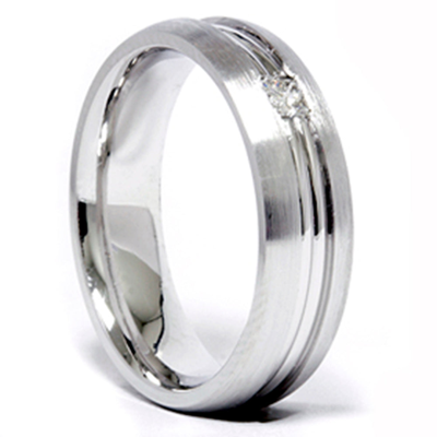 Shop Pompeii3 Men's 14k White Gold Princess Diamond Wedding Band Ring In Silver