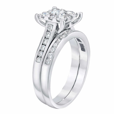 Shop Pompeii3 2 Ct Diamond Princess Cut Framed Engagement Wedding Ring Set White Gold In Silver