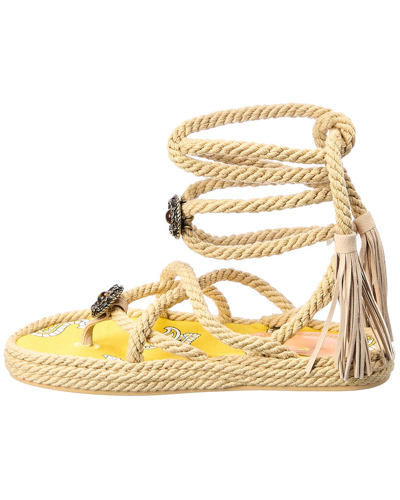 Shop Etro Rope Wrap Sandal In Yellow