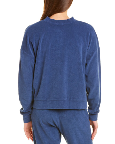 Shop Donni Terry Henley Sweatshirt In Blue