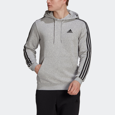 Shop Adidas Originals Men's Adidas Essentials Fleece 3-stripes Hoodie In Grey