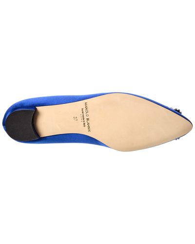 Shop Manolo Blahnik Hangisi Satin Flat In Blue