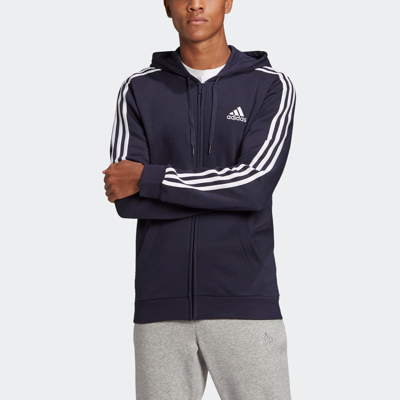 Shop Adidas Originals Men's Adidas Essentials Fleece 3-stripes Full-zip Hoodie In Multi