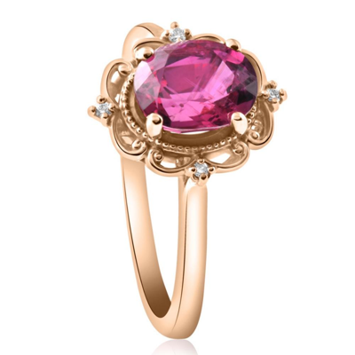 Shop Pompeii3 Gia Certified Ruby & Diamond 2.05ct Vs Vintage Engagement Ring In 14k Rose Gold In Purple