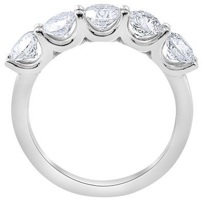 Pompeii3 2cttw Diamond 5 Stone U Prong Wedding Round Cut Ring 14k White Gold In Silver