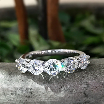 Pompeii3 2cttw Diamond 5 Stone U Prong Wedding Round Cut Ring 14k White Gold In Silver