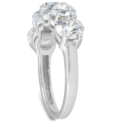 Shop Pompeii3 3 3/4 Ct Ex3 Lab Grown Diamond Five Stone Wedding Ring 14k White Gold In Silver