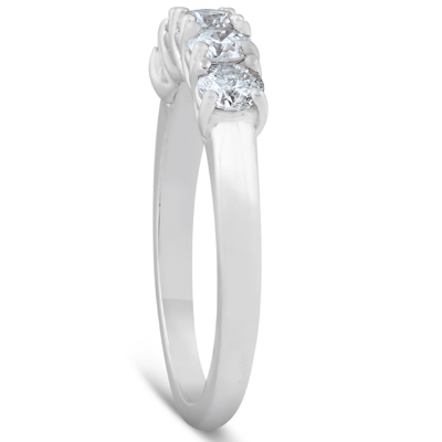 Pompeii3 1 Ct Diamond Five Stone Tellis Wedding Ring 14k White Gold In Silver