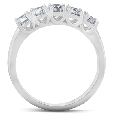 Pompeii3 1 Ct Diamond Five Stone Tellis Wedding Ring 14k White Gold In Silver