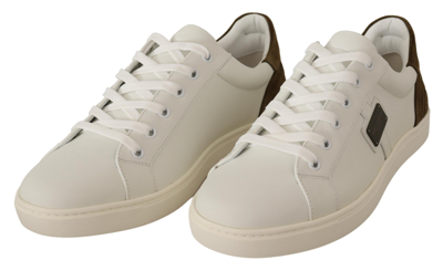 Shop Dolce & Gabbana Suede Leather Mens Low Tops Men's Sneakers In White