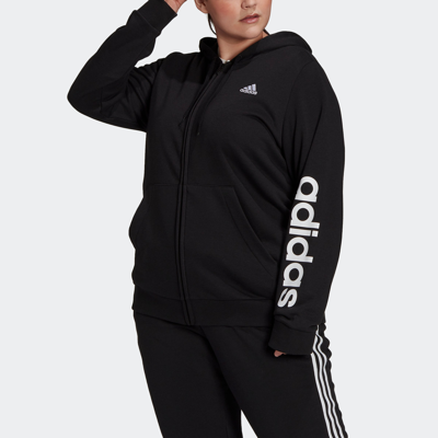 Adidas Originals Adidas Essentials Plus Size French Terry Logo-sleeve  Hoodie In Ink/white | ModeSens