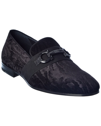 Shop Ferragamo Salvatore  Schwartz Velvet Loafer In Black
