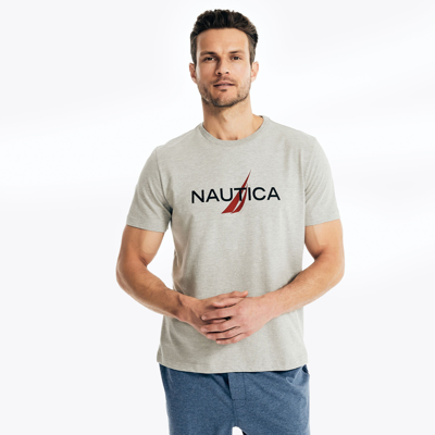 Shop Nautica Mens Logo Graphic Sleep T-shirt In Grey