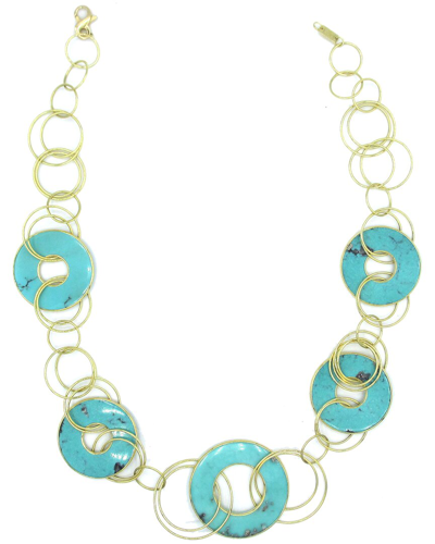 Shop Ippolita Polished Rock Candy 18k Turquoise Necklace In Blue