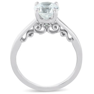 Pompeii3 1 1/2 Ct Diamond & Cz Engagement Ring 14k White Gold In White