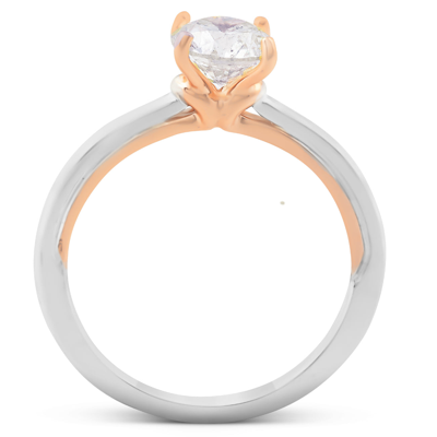 Pompeii3 1 Ct Diamond Solitaire Two Tone Engagement Ring 14k White & Rose Gold In White