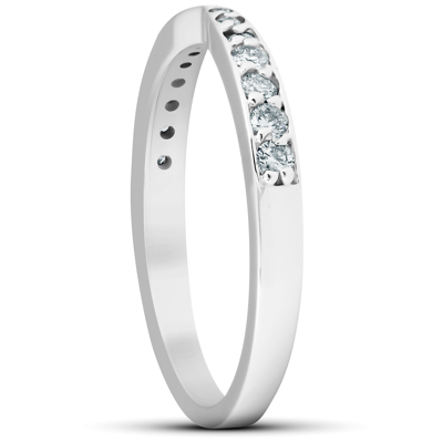 Pompeii3 1/4ct Diamond Stackable Tapered V Shape Womens Wedding Ring 10k White Gold In White