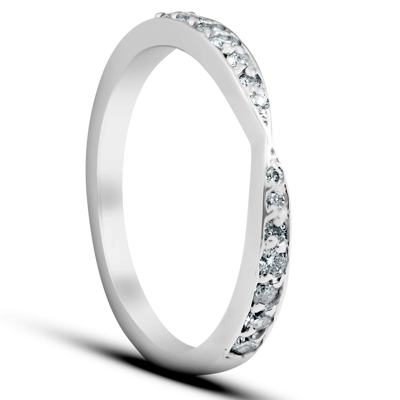Pompeii3 1/4ct Diamond Stackable Tapered V Shape Womens Wedding Ring 10k White Gold In White