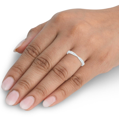 Pompeii3 1/4ct Diamond Stackable Tapered V Shape Womens Wedding Ring 10k White Gold In White