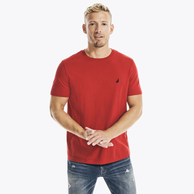 Shop Nautica Mens Solid Crewneck T-shirt In Red