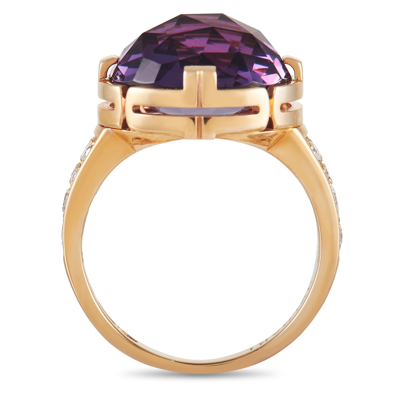 Shop Bvlgari Parantes 18k Rose Gold Diamond And Amethyst Ring In Purple