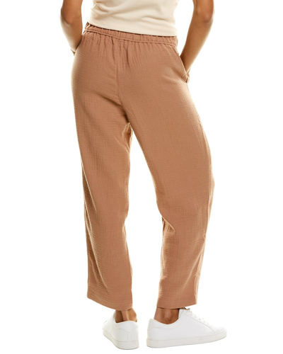 Shop Madewell High-rise Tapered Button Front Linen-blend Pant In Brown