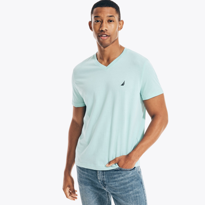 Nautica Mens Premium Cotton V-neck T-shirt In White