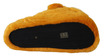 Shop Dolce & Gabbana Lion Flats Slippers Sandals Men's Shoes In Yellow