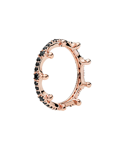 Shop Pandora Rose Crystal Black Sparkling Crown Ring In Pink