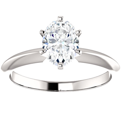Pompeii3 1 Ct Oval Moissanite Solitaire Engagement Ring 14k White Gold