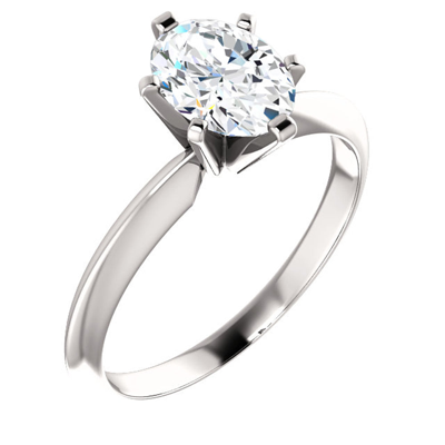 Pompeii3 1 Ct Oval Moissanite Solitaire Engagement Ring 14k White Gold