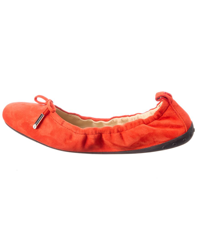 Shop Tod's Tods Suede Ballerina Flat In Orange