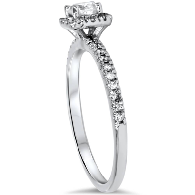 Pompeii3 5/8 Carat Cushion Halo Diamond Engagement Wedding Ring Set White Gold In Silver