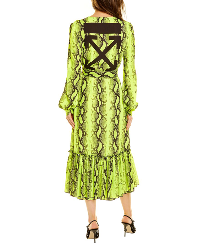 Shop Off-white Snake Wrap Dress In Yellow