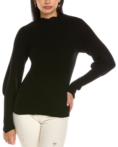 Shop Rebecca Taylor Backless Mock Neck Wool Sweater In Black