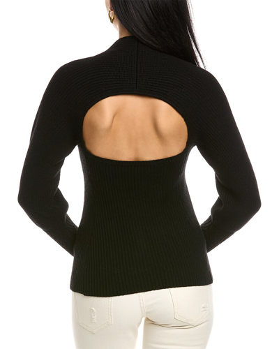 Shop Rebecca Taylor Backless Mock Neck Wool Sweater In Black
