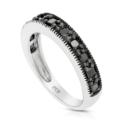 Vir Jewels 1/2 Cttw Princess Cut Black Diamond Wedding Band .925 Sterling Silver Rhodium In White