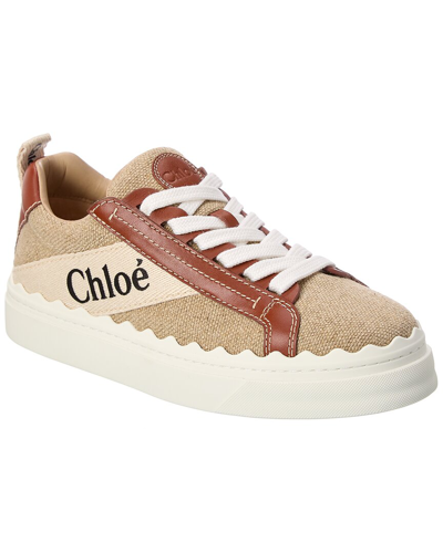 Shop Chloé Chloe Lauren Canvas & Leather Sneaker In Beige