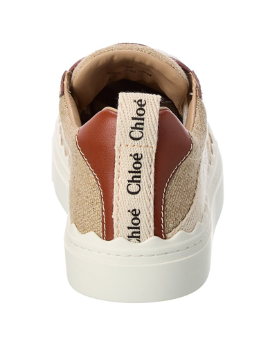 Shop Chloé Chloe Lauren Canvas & Leather Sneaker In Beige