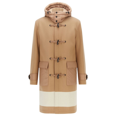 lugtfri let indre Hugo Boss Relaxed-fit Duffle Coat With Color-blocking- Beige Men's Casual  Coats Size 40r | ModeSens