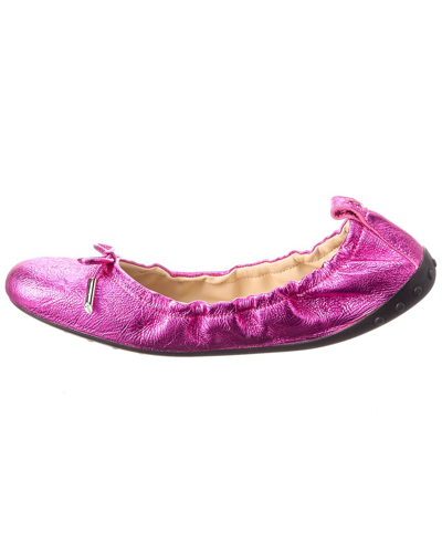 Shop Tod's Leather Ballerina Flat In Pink