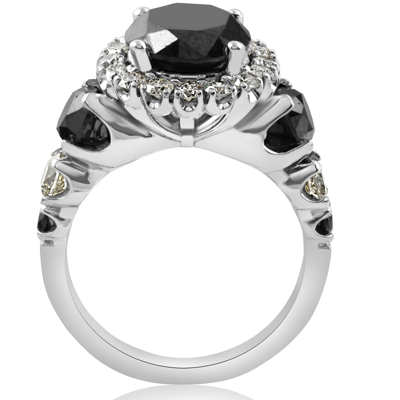 Shop Pompeii3 5ct Black & White Diamond Halo Engagement Ring 14k White Gold